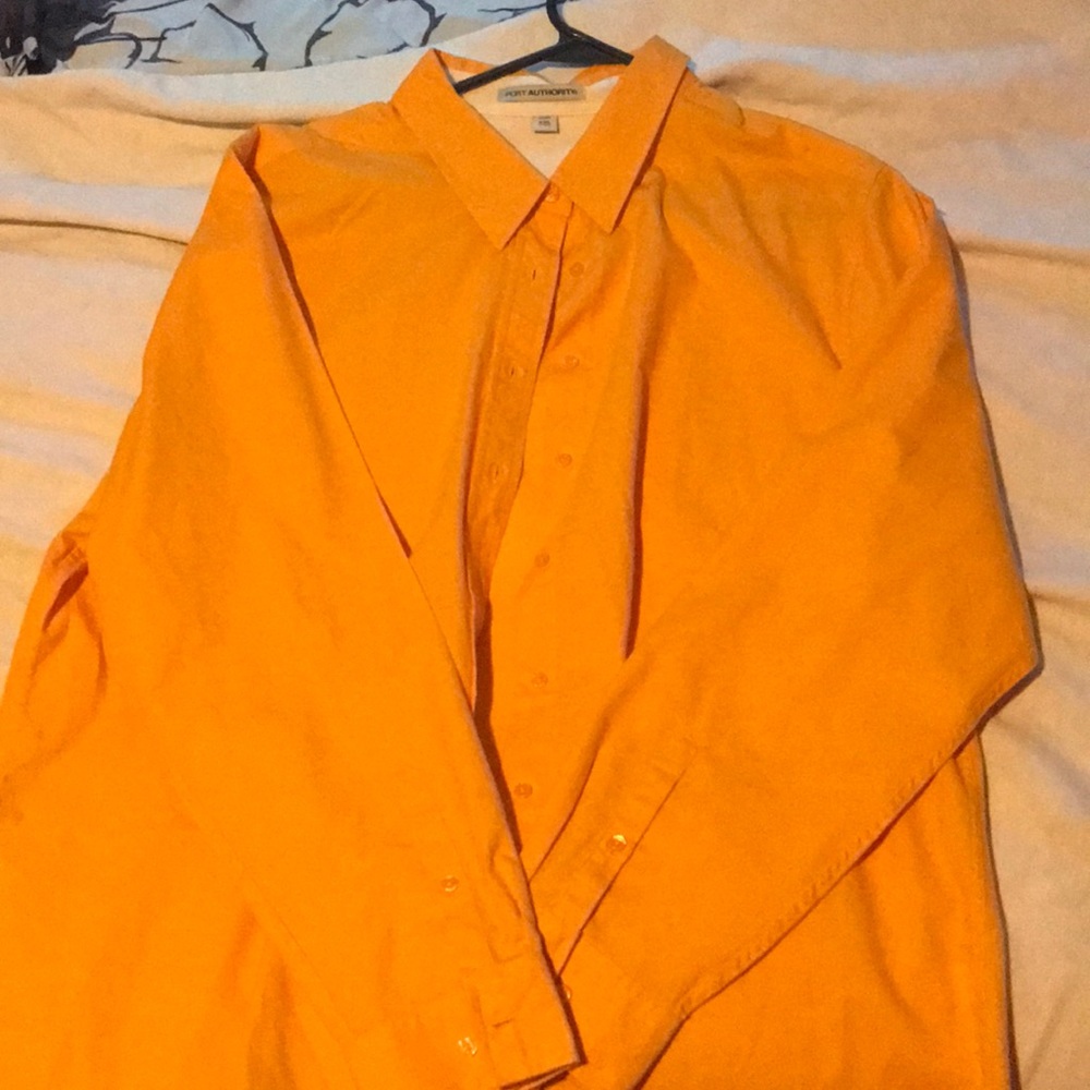 Orange/yellow button down shirt